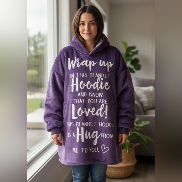 Huglanket Other - Cozy Purple Blanket Hoodie w/ Hug Design | Oversized Wearable Blanket